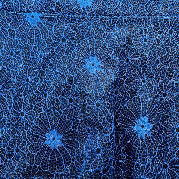 Blue Lace Overlay Blouse Plus Size 5X Office Career Work - Picture 5 of 9